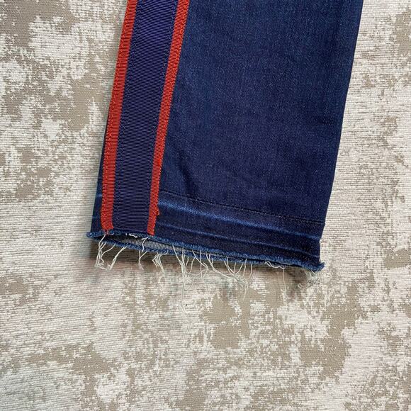 Veronica Beard Carolyn Baby Boot Jeans in Midnight Fray with Navy & Red - Picture 6 of 6